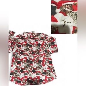 North Pole Trading Co Christmas Cat Shirt 3XLT Santa Hat Funny Holiday Cat Print